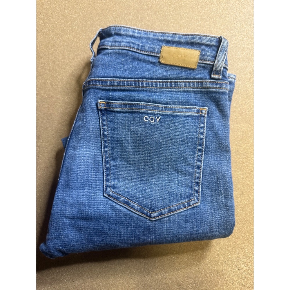 CQY Womens Straight Leg Denim Jeans Medium Wash Blue‎ Size 27